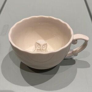 White Ceramic Owl Teacup